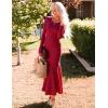 ZESICA Women’s Long Sleeve Bodycon Maxi Dress 2026 Fall Fashion Floral Sexy Mermaid Wedding Guest Cocktail Party Dresses(Red)