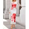 ZESICA Women’s Long Sleeve Floral Maxi Dresses 2026 Fall Bodycon Crewneck Side Slit Ruched Fitted Party Long Dress(White)