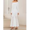 ZESICA Women’s Long Sleeve Off Shoulder Bodycon Dresses Fall 2026 Ruched Lace Wedding Guest Cocktail Formal Maxi Dress(White)