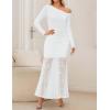 ZESICA Women’s Long Sleeve Off Shoulder Bodycon Dresses Fall 2026 Ruched Lace Wedding Guest Cocktail Formal Maxi Dress(White)