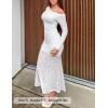 ZESICA Women’s Long Sleeve Off Shoulder Bodycon Dresses Fall 2026 Ruched Lace Wedding Guest Cocktail Formal Maxi Dress(White)