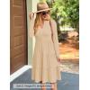 ZESICA Women’s Long Sleeve Spring Dresses 2026 Fashion V Neck Casual Loose Ruffle Flowy A Line Tiered Midi Dress(Apricot)