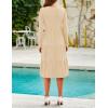 ZESICA Women’s Long Sleeve Spring Dresses 2026 Fashion V Neck Casual Loose Ruffle Flowy A Line Tiered Midi Dress(Apricot)