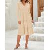 ZESICA Women’s Long Sleeve Spring Dresses 2026 Fashion V Neck Casual Loose Ruffle Flowy A Line Tiered Midi Dress(Apricot)