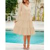 ZESICA Women’s Long Sleeve Spring Dresses 2026 Fashion V Neck Casual Loose Ruffle Flowy A Line Tiered Midi Dress(Apricot)