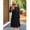 ZESICA Women’s Long Sleeve Spring Dresses 2026 Fashion V Neck Casual Loose Ruffle Flowy A Line Tiered Midi Dress(Black)