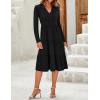 ZESICA Women’s Long Sleeve Spring Dresses 2026 Fashion V Neck Casual Loose Ruffle Flowy A Line Tiered Midi Dress(Black)