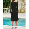 ZESICA Women’s Long Sleeve Spring Dresses 2026 Fashion V Neck Casual Loose Ruffle Flowy A Line Tiered Midi Dress(Black)