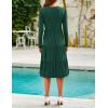 ZESICA Women’s Long Sleeve Spring Dresses 2026 Fashion V Neck Casual Loose Ruffle Flowy A Line Tiered Midi Dress(Darkgreen)