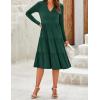 ZESICA Women’s Long Sleeve Spring Dresses 2026 Fashion V Neck Casual Loose Ruffle Flowy A Line Tiered Midi Dress(Darkgreen)