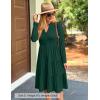ZESICA Women’s Long Sleeve Spring Dresses 2026 Fashion V Neck Casual Loose Ruffle Flowy A Line Tiered Midi Dress(Darkgreen)