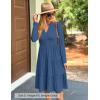 ZESICA Women’s Long Sleeve Spring Dresses 2026 Fashion V Neck Casual Loose Ruffle Flowy A Line Tiered Midi Dress(Dustyblue)