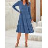 ZESICA Women’s Long Sleeve Spring Dresses 2026 Fashion V Neck Casual Loose Ruffle Flowy A Line Tiered Midi Dress(Dustyblue)