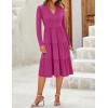 ZESICA Women’s Long Sleeve Spring Dresses 2026 Fashion V Neck Casual Loose Ruffle Flowy A Line Tiered Midi Dress(Rose)