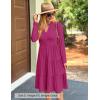 ZESICA Women’s Long Sleeve Spring Dresses 2026 Fashion V Neck Casual Loose Ruffle Flowy A Line Tiered Midi Dress(Rose)