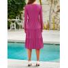 ZESICA Women’s Long Sleeve Spring Dresses 2026 Fashion V Neck Casual Loose Ruffle Flowy A Line Tiered Midi Dress(Rose)