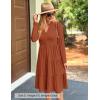 ZESICA Women’s Long Sleeve Spring Dresses 2026 Fashion V Neck Casual Loose Ruffle Flowy A Line Tiered Midi Dress(Rust)