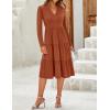 ZESICA Women’s Long Sleeve Spring Dresses 2026 Fashion V Neck Casual Loose Ruffle Flowy A Line Tiered Midi Dress(Rust)