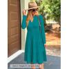 ZESICA Women’s Long Sleeve Spring Dresses 2026 Fashion V Neck Casual Loose Ruffle Flowy A Line Tiered Midi Dress(Turquoise)