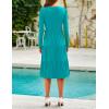 ZESICA Women’s Long Sleeve Spring Dresses 2026 Fashion V Neck Casual Loose Ruffle Flowy A Line Tiered Midi Dress(Turquoise)