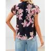 ZESICA Women’s Short Sleeve Floral Blouse 2026 Summer Botton Down Shirts Loose Casual Boho Tops Trendy Outfits(Black)