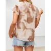 ZESICA Women’s Short Sleeve Floral Blouse 2026 Summer Botton Down Shirts Loose Casual Boho Tops Trendy Outfits(Brown)