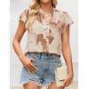 ZESICA Women’s Short Sleeve Floral Blouse 2026 Summer Botton Down Shirts Loose Casual Boho Tops Trendy Outfits(Brown)