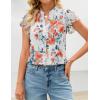 ZESICA Women’s Short Sleeve Floral Blouse 2026 Summer Botton Down Shirts Loose Casual Boho Tops Trendy Outfits(Ivory)