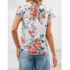 ZESICA Women’s Short Sleeve Floral Blouse 2026 Summer Botton Down Shirts Loose Casual Boho Tops Trendy Outfits(Ivory)