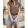 ZESICA Women’s Short Sleeve Floral Blouse 2026 Summer Botton Down Shirts Loose Casual Boho Tops Trendy Outfits(Leopard)