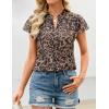 ZESICA Women’s Short Sleeve Floral Blouse 2026 Summer Botton Down Shirts Loose Casual Boho Tops Trendy Outfits(Leopard)