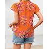 ZESICA Women’s Short Sleeve Floral Blouse 2026 Summer Botton Down Shirts Loose Casual Boho Tops Trendy Outfits(Orange)