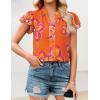 ZESICA Women’s Short Sleeve Floral Blouse 2026 Summer Botton Down Shirts Loose Casual Boho Tops Trendy Outfits(Orange)