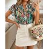 ZESICA Women’s Short Sleeve Floral Blouse 2026 Summer Botton Down Shirts Loose Casual Boho Tops Trendy Outfits(Pink Green)