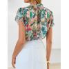 ZESICA Women’s Short Sleeve Floral Blouse 2026 Summer Botton Down Shirts Loose Casual Boho Tops Trendy Outfits(Pink Green)