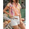 ZESICA Women’s Short Sleeve Floral Blouse 2026 Summer Botton Down Shirts Loose Casual Boho Tops Trendy Outfits(Yellow Purple)