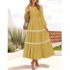 ZESICA Women’s Spring Long Sleeve Maxi Dresses 2026 Casual Crewneck Smocked A Line Tiered Flowy Wedding Guest Long Dress(Yellow)