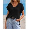 ZESICA Women’s Spring Tops 2026 Summer Shirts Crochet V Neck Cap Sleeve Sweater Cute Casual Beach Vacation Clothes(Black)