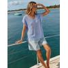 ZESICA Women’s Spring Tops 2026 Summer Shirts Crochet V Neck Cap Sleeve Sweater Cute Casual Beach Vacation Clothes(Blue)