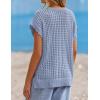 ZESICA Women’s Spring Tops 2026 Summer Shirts Crochet V Neck Cap Sleeve Sweater Cute Casual Beach Vacation Clothes(Blue)