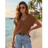ZESICA Women’s Spring Tops 2026 Summer Shirts Crochet V Neck Cap Sleeve Sweater Cute Casual Beach Vacation Clothes(Chocolate Brown)