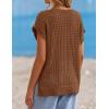 ZESICA Women’s Spring Tops 2026 Summer Shirts Crochet V Neck Cap Sleeve Sweater Cute Casual Beach Vacation Clothes(Chocolate Brown)