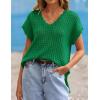 ZESICA Women’s Spring Tops 2026 Summer Shirts Crochet V Neck Cap Sleeve Sweater Cute Casual Beach Vacation Clothes(Green)