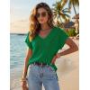 ZESICA Women’s Spring Tops 2026 Summer Shirts Crochet V Neck Cap Sleeve Sweater Cute Casual Beach Vacation Clothes(Green)