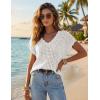 ZESICA Women’s Spring Tops 2026 Summer Shirts Crochet V Neck Cap Sleeve Sweater Cute Casual Beach Vacation Clothes(White)