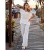 ZESICA Women’s Spring Tops 2026 Summer Shirts Crochet V Neck Cap Sleeve Sweater Cute Casual Beach Vacation Clothes(White)