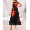 ZESICA Women’s Summer Sleeveless Floral Maxi Dress 2026 Casual Crewneck Mesh A Line Flowy Boho Beach Party Long Dresses(Black)
