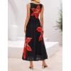 ZESICA Women’s Summer Sleeveless Floral Maxi Dress 2026 Casual Crewneck Mesh A Line Flowy Boho Beach Party Long Dresses(Black)