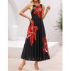 ZESICA Women’s Summer Sleeveless Floral Maxi Dress 2026 Casual Crewneck Mesh A Line Flowy Boho Beach Party Long Dresses(Black)