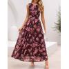 ZESICA Women’s Summer Sleeveless Floral Maxi Dress 2026 Casual Crewneck Mesh A Line Flowy Boho Beach Party Long Dresses(Brown)